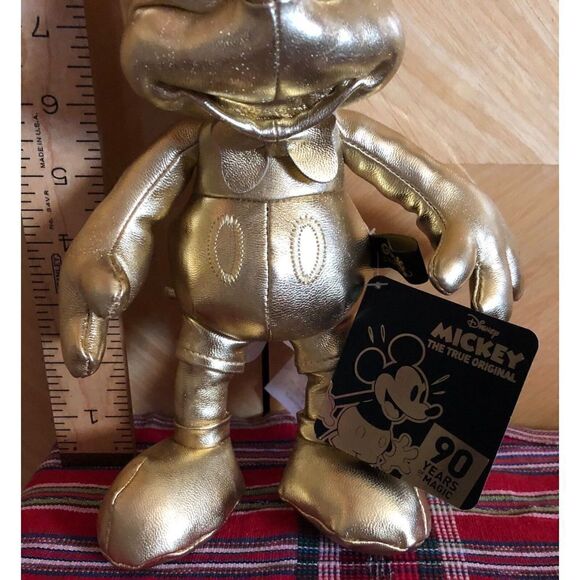 Mickey Mouse 90th Anniversary Gold Coll. BOTH Large and Small Plush NWT - Picture 4 of 12
